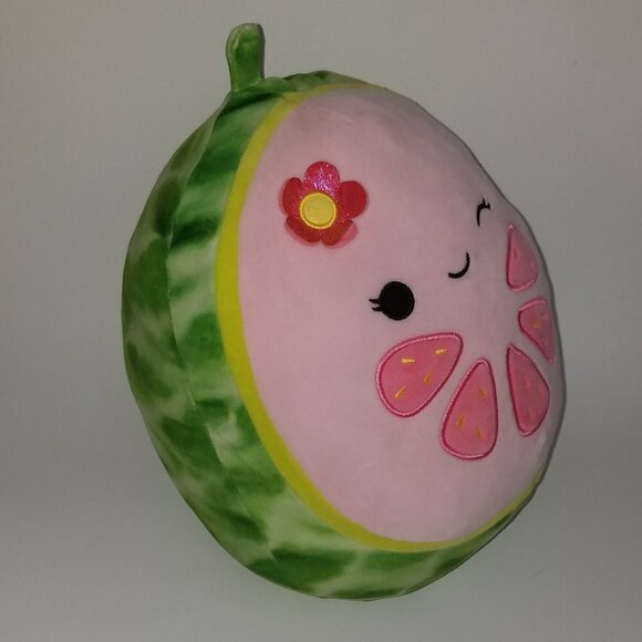 Squishmallows Lena Guava Plush Fruit Squad 12" Kellytoy 2020 Green Pink Winking - Picture 6 of 9